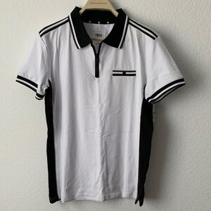 Women's Short Sleeve Polo Shirt in White and Black